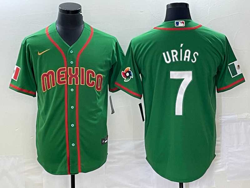 Mens Mexico Baseball #7 Julio Urias 2023 Green World Classic Stitched Jersey1